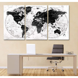 Cuadro De Mapa Mundial 3 Paneles En Lienzo Boxcolors