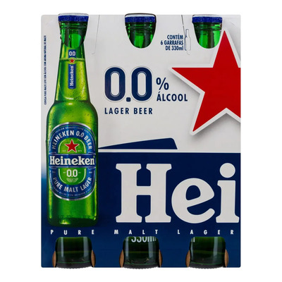 Cerveja Heineken Premium Zero Alcool 330ml Long Neck 6 unidades | MercadoLivre