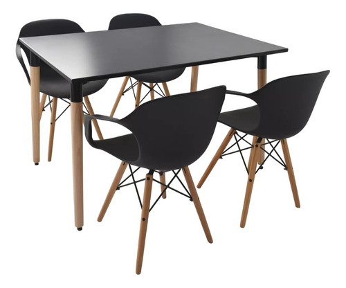 Combo Comedor Eames Mesa 1.40 X 0.80 Sillon Eames X4 