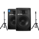 Kit Caixas De Som Bluetooth Ativa E Passiva 600w + Pedestal