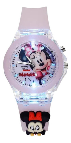 Reloj Con Luz Mickey O Minnie Mouse Pulsera Silicona