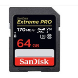 Tarjeta  Memoria Sd 64gb  Sandisk Extreme Pro, Negro