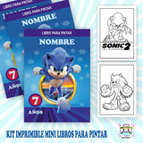 Kit Imprimible Mini Librito Personalizados Pintar Sonic 2