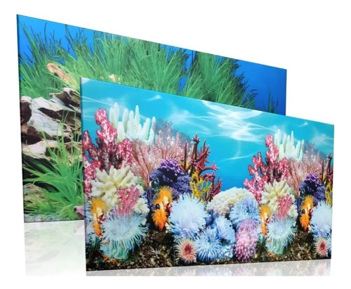 Painel Aquario Decorativo 60x40cm Rocha Plantas Ornamento