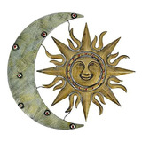 Placa De Arte De Pared De Plata Y Bronce Antiguo 3d Sun Moon