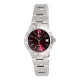 Reloj Casio Mujer Ltp-1241d-4a2 Color De La Malla Plateado Color Del Bisel Plateado Color Del Fondo Rojo