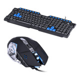 Kit Mouse Gamer Com Led 6 Botões Ergonômico + Teclado Grifo