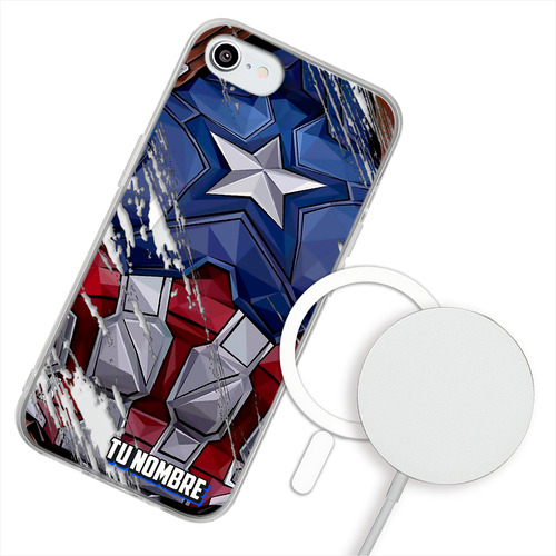 Funda Para iPhone Magsafe Capitán América Traje Tu Nombre