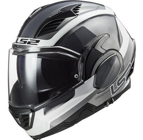 Casco Abatible Ls2 Valiant Ii Orbit Blanco / Titanium