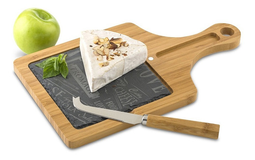 Set De Queso Edam Cuchillo Especial Tabla Cortar Con Piedra