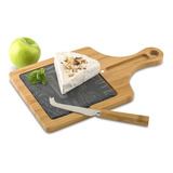 Set De Queso Edam Cuchillo Especial Tabla Cortar Con Piedra