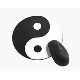 Mouse Pad Ying Yang  Redondo Bem Mal Branco E Preto Mausepad