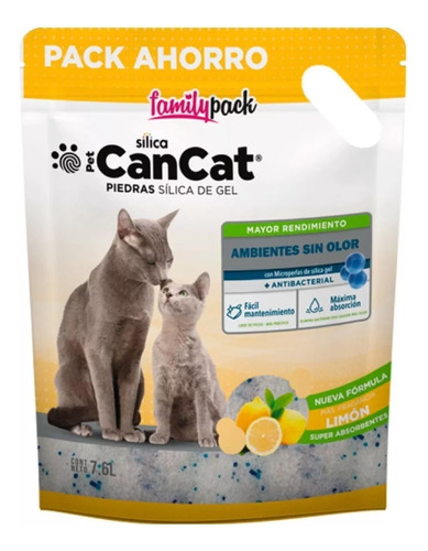 Piedras Silicas Cancat Family Pack Limon 7,6lts Para Gato