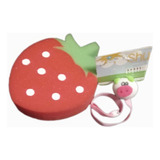 Kit Esponja Spa Baño Frutilla + Sujetador Porta Chupete Bebe