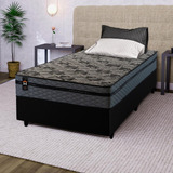 Cama Box C Molas Ensacadas Montreal Cinza Solteiro 96x203x64