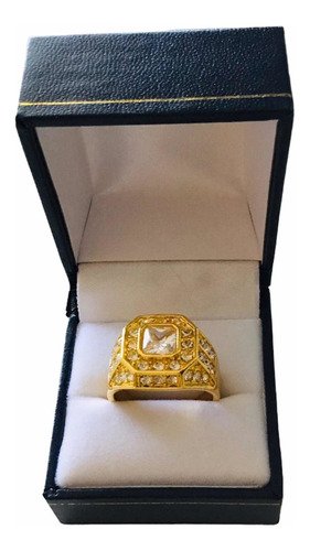 Anillo Unisex Dorado Con Brillitos.