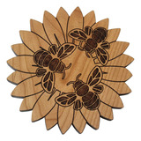 Honey Bees On A Flower Trivet- Hand Craftedpulgadathe Usa Fr