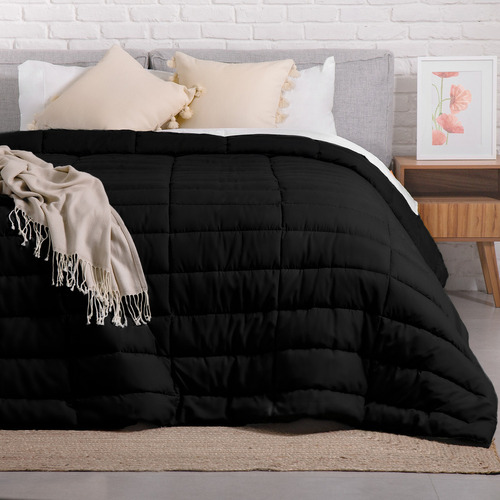 Edredón Acolchado Queen Size Dreamlab Para Toda Estación. Tela Suave. Hipoalergénico. Lavado A Máquina. Usar Como Edredón O Con Funda Duvet. 1 Pieza, Negro