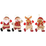 Bonecos Decoração Pingente Enfeites Natalino 4pcs