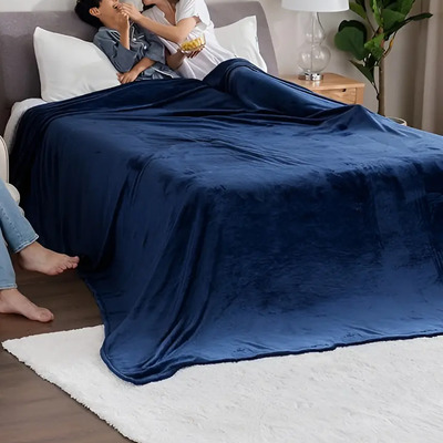 Manta Frazada Cobertores Aborregados Cobija King Size 1pcs Color Azul Marino Diseño De La Tela 235*180cm | Meses sin interés