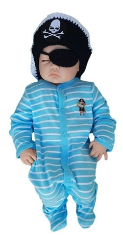 Mameluco Para Bebe Disfraz De Pirata Con Gorro Tejido 