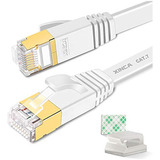 Cable Ethernet Plano Cat 7, 25 Pies, Blanco, Alta Velocidad,