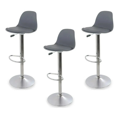 Bancos De Bar Giratorias Para Barra Cocina Restaurante 3 Pz Acabado de la estructura Cromado Color Gris | Envío gratis