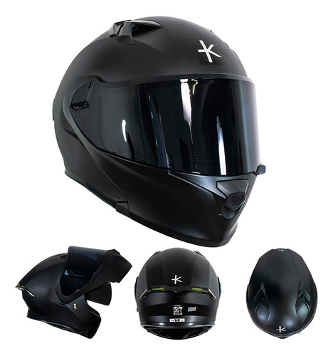 Casco Abatible Erok Negro Mate Certific Dot + Mica De Regalo