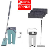 Esfregão Flat Mop Rodo Balde Vassoura Magica C/ 3 Refil Pano