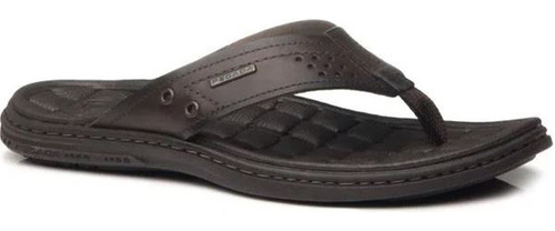 Chinelo Masculino Em Couro Pegada Amortech Cravo