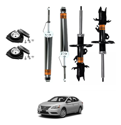 Kit 4 Amortiguadores Y 2 Bases Del. Nissan Sentra 2013-2014