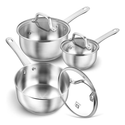 Set De Ollas De Acero Inoxidable 3 Piezas Para Sopas Y Pasta
