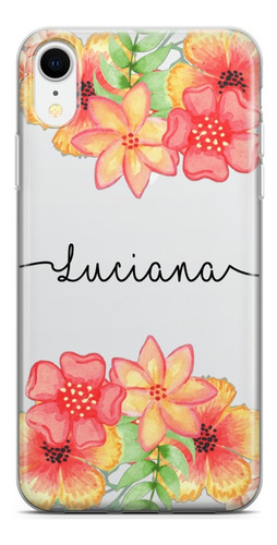 Capinha Para Celular Com Flores Laranjas E Nome