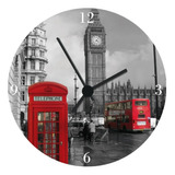 Relógio De Parede Redondo Quartz Londres