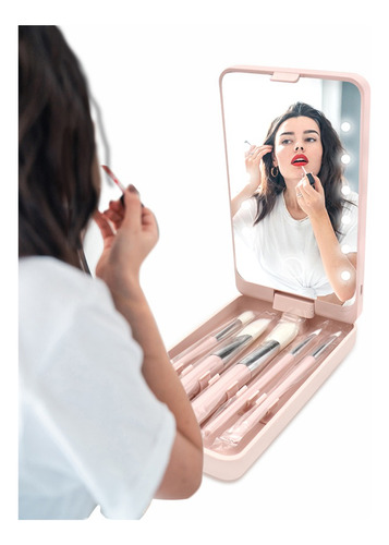 Espejo De Maquillaje Led Portátil Con Rotación De 360 °