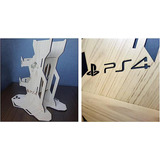 Suporte De Ps4 Para 2 Controles E 1 Headphone + Chaveiro Mdf Cor Bege