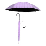 Paraguas Semiautomático Bastón Escocés Economico Sombrilla Color Lila