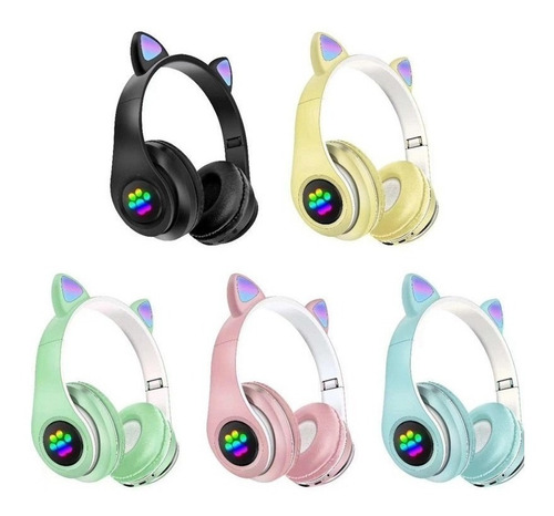 Auriculares Inalámbricos Bluetooth Luz Led Orejas De Gato