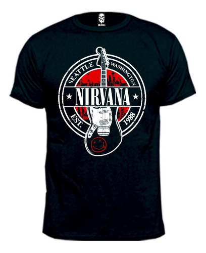 Remera Nirvana Guitarra 100% Algodón Premium Peinado