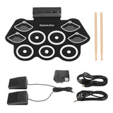 Set Electrónico Roll Up Drum Practice Pad Midi Kit De Pedale