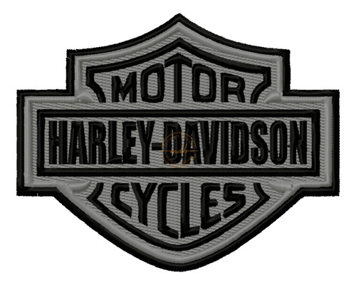 Patch Bordado Harley Davidson (cinza)_200x160mm