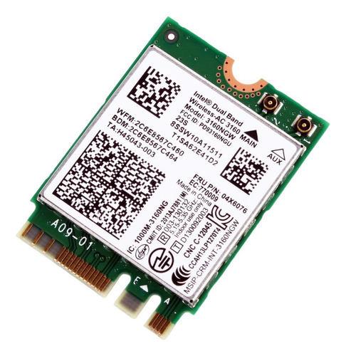 Intel Wireless-ac 3160 Para Lenovo Fru 04x6076 3160ngw Bt