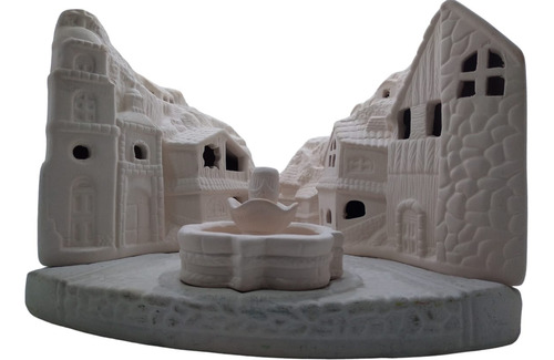 Casitas De Pueblo Con Fuente De Ceramica Para Pintar