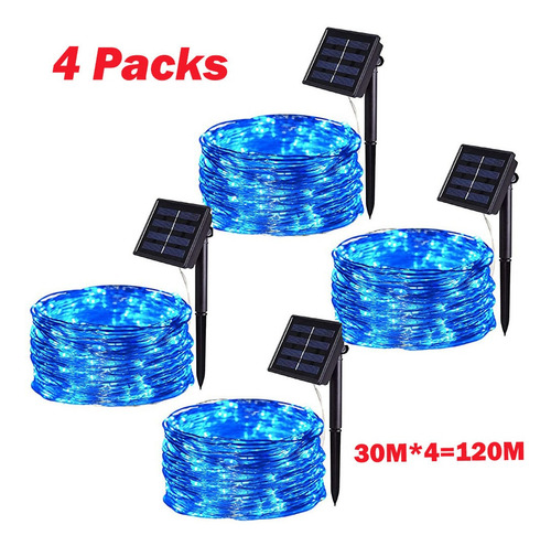 4 Paquetes De 30 M De Luces Solares Impermeables Al Aire Lib