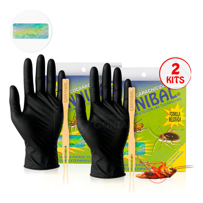 Kit 2 Cannibal® Veneno Mata Cucarachas Producto Original Con Holograma De Autenticidad Exterminador Ecológico Con 2 Piezas De 80g. + Guante Y Aplicador | Meses sin interés