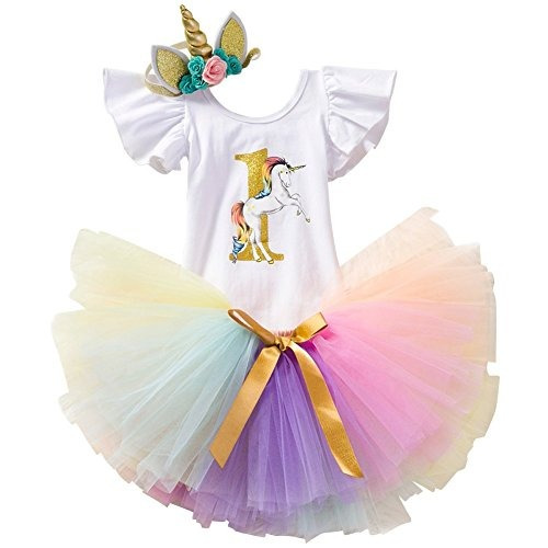 3pcs Niño De Los Bebés Del Unicornio Traje Una Sirena Romper