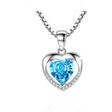 Collar Corazon  Azul Plata 925 Mujer Regalo 