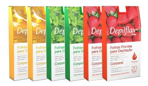 120 Folhas Pronta Corporal Depilflax Morango Hortelã Natural