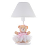 Abajur Infantil Menina Luminária Ursinha Bailarina Rosa Cor Da Cúpula Cúpula Branco