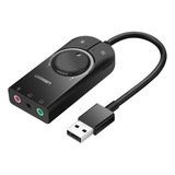 Adaptador Áudio Externo Ugreen 3 Em 1 Interf. Usb 2.0 15cm